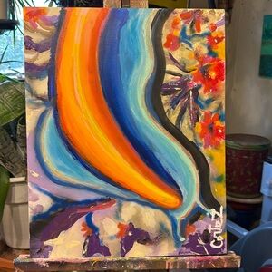 Sea Life Oil hand painted by Cortez Curtis 16 X 20 multicolored ready for wall.